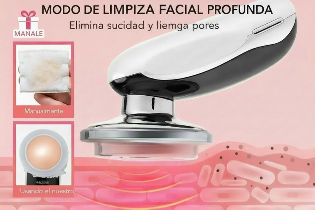 Masajeador Facial ultrasónico 6 en 1 – Rejuvenece, Reafirma e ilumina tu Piel