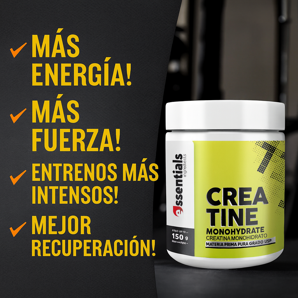 Creatina Monohidratada Essentials 150gr - Energía, fuerza y rendimiento real